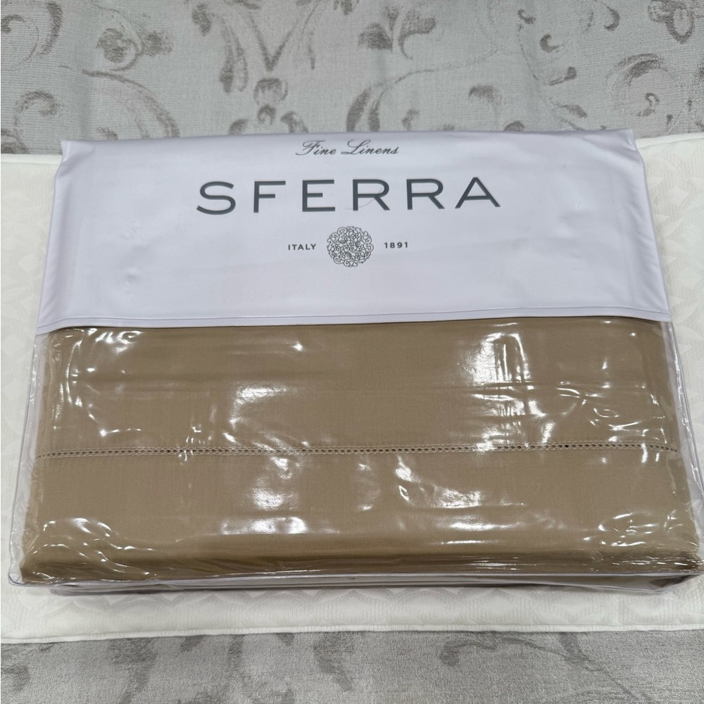 SFERRA MATTEO SATEEN QUEEN DUVET SET WITH SHAMS 3-PC OAT MADE IN ITALY